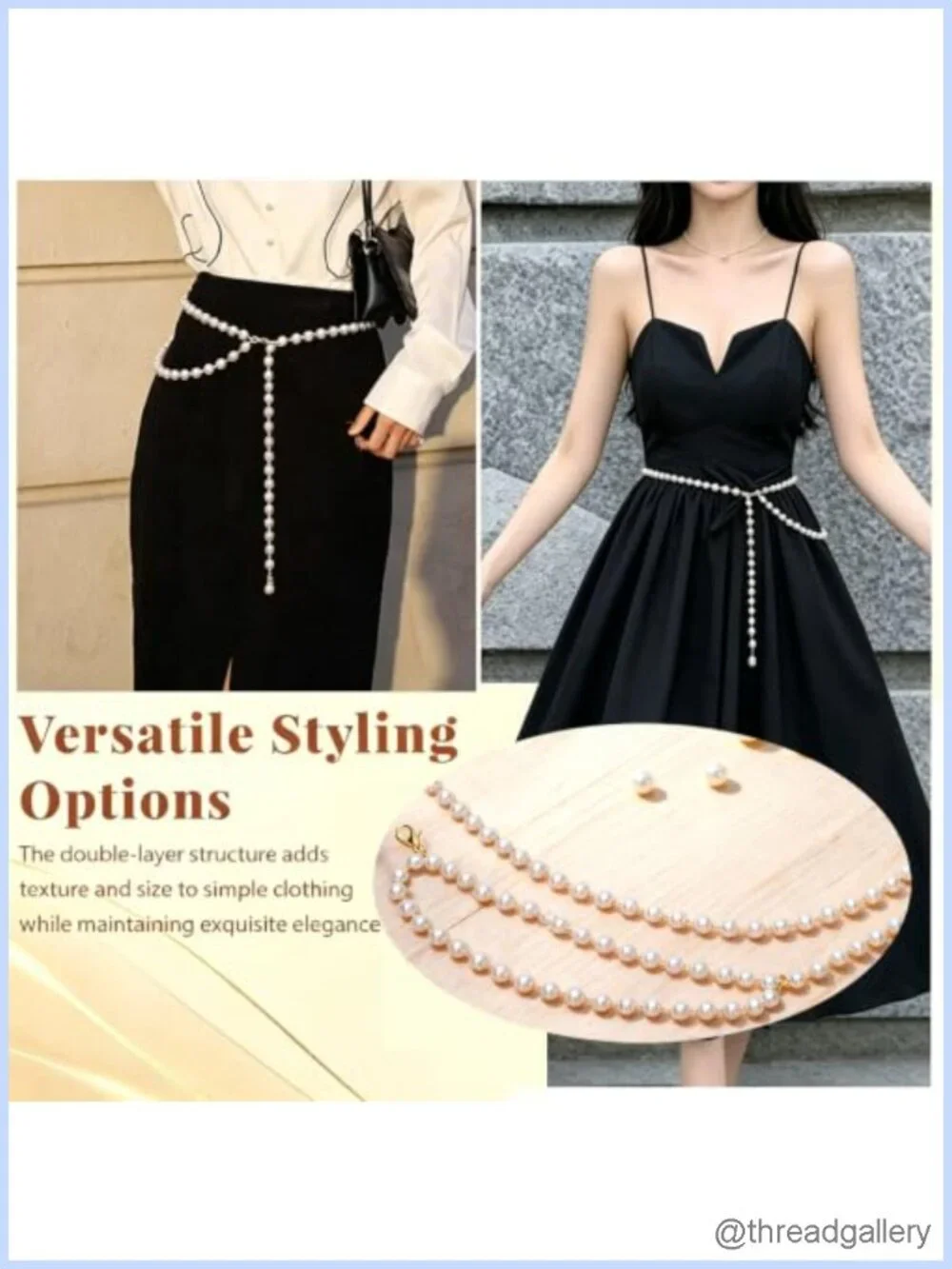 Pearl Waist Chain Belt Adjustable Body Jewelry for Women Dresses Concerts